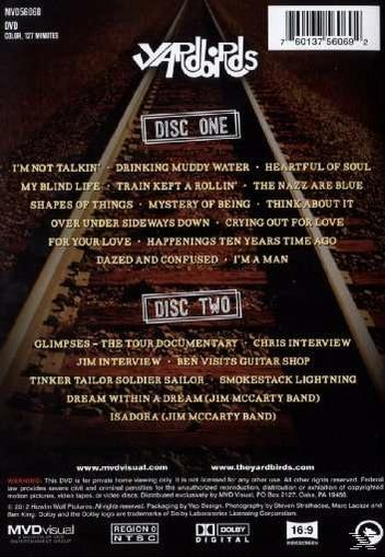 Achterkant dvd-hoes met treinsporen en songlijsten voor Disc One en Disc Two.