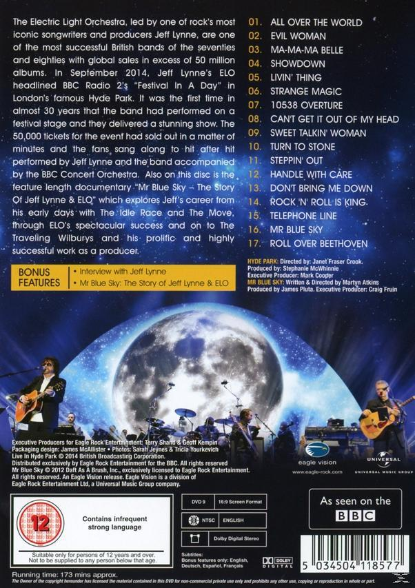 DVD-Cover: The Electric Light Orchestra. Enthält Bandmitglieder und Titelliste.