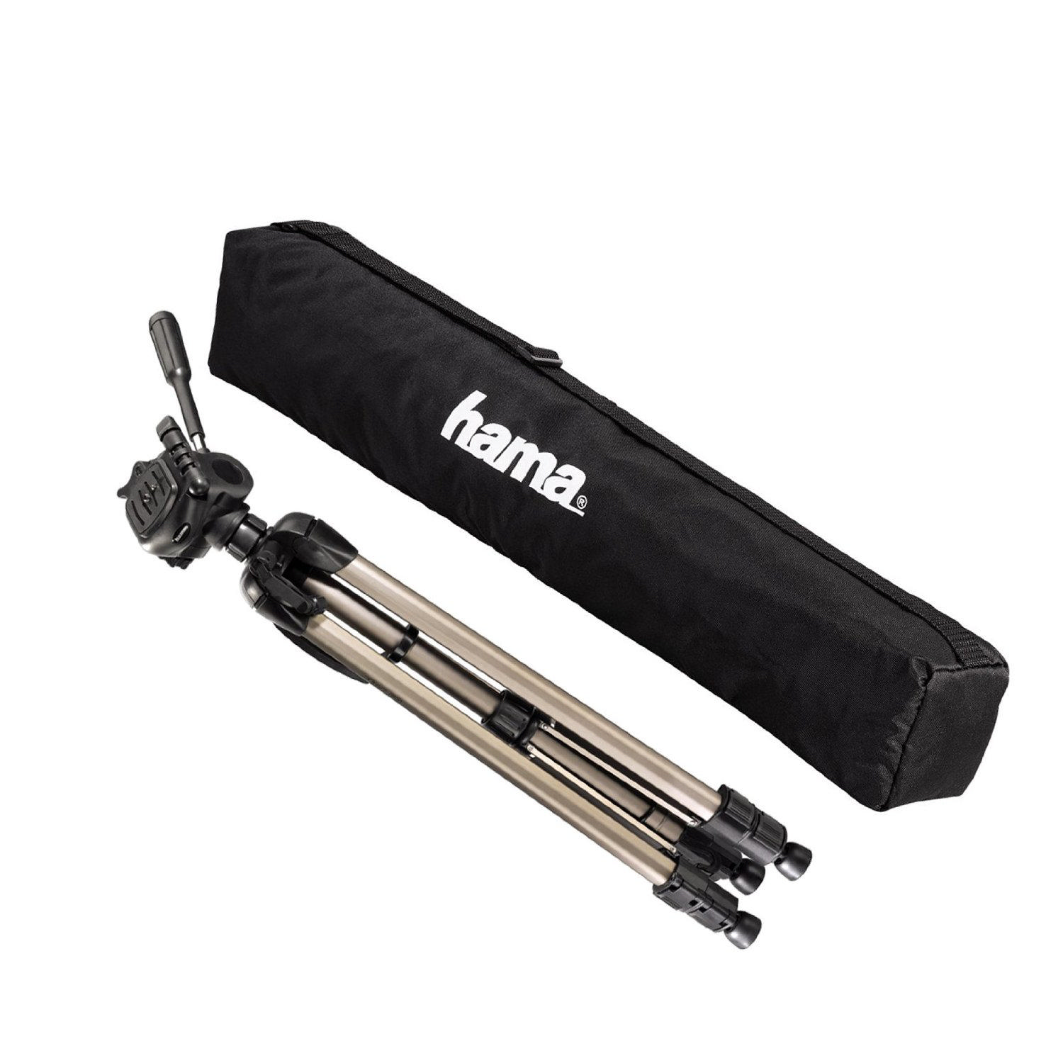Beyaz bir arka plan üzerinde bir taşıma çantası ile tripod.