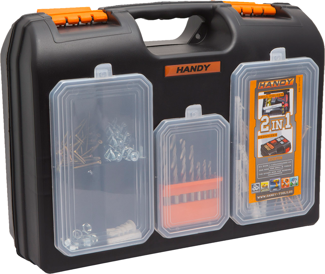 HANDY 2 az 1-ben műanyag fúró + alkatrész tároló táska 15.7" - 400x300x155 mm