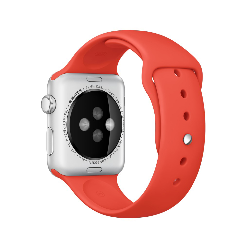 APPLE Watch Sport 42mm Aluminiumgehäuse mit Sportarmband, 140-210 mm, orange