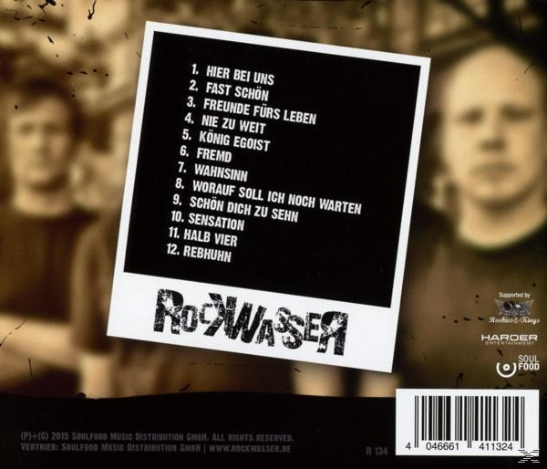 Albumcover mit Titelliste und Bandname 'Rockwasser'.