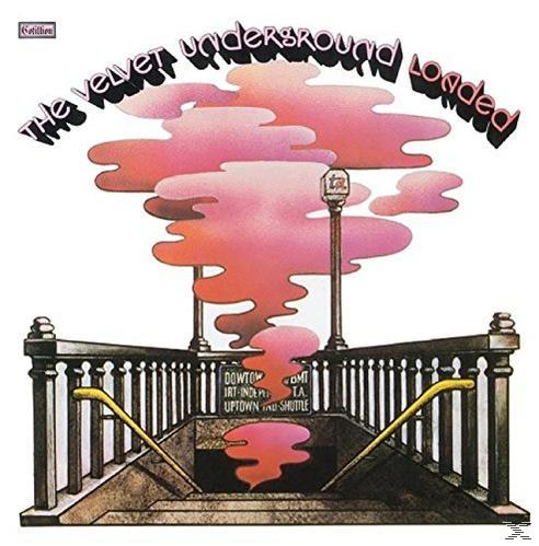 Ein Albumcover mit einer rosa-orangenen Wolke über einem U-Bahnhofseingang. Der Text lautet „The Velvet Underground Loaded“.