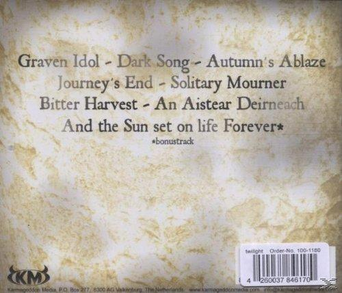 Albumcover mit Titelliste: Graven Idol, Dark Song, Autumn's Ablaze, Journey's End und mehr.