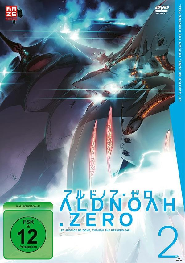 DVD-Cover für den Anime Aldnoah.Zero. Enthält ein Raumschiff und japanischen Text.