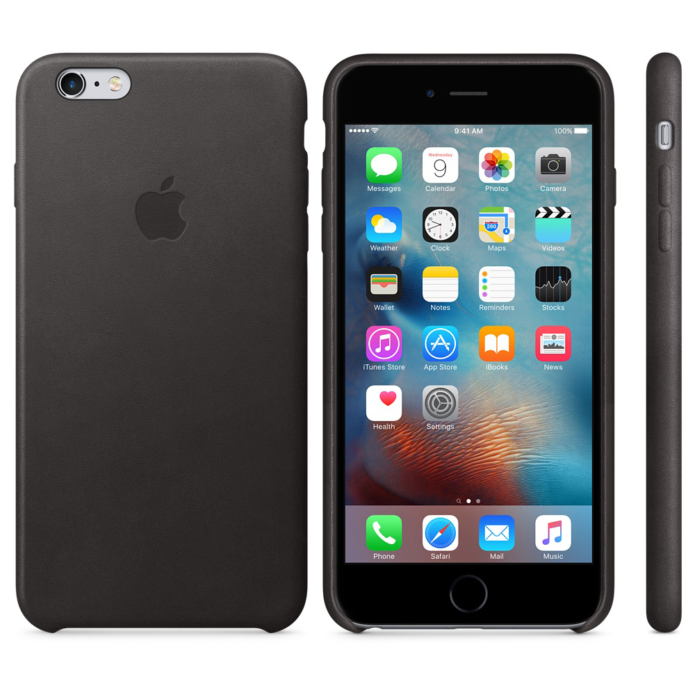 APPLE iPhone 6s Plus Leder Case, Backcover, Apple, iPhone 6s Plus, Schwarz