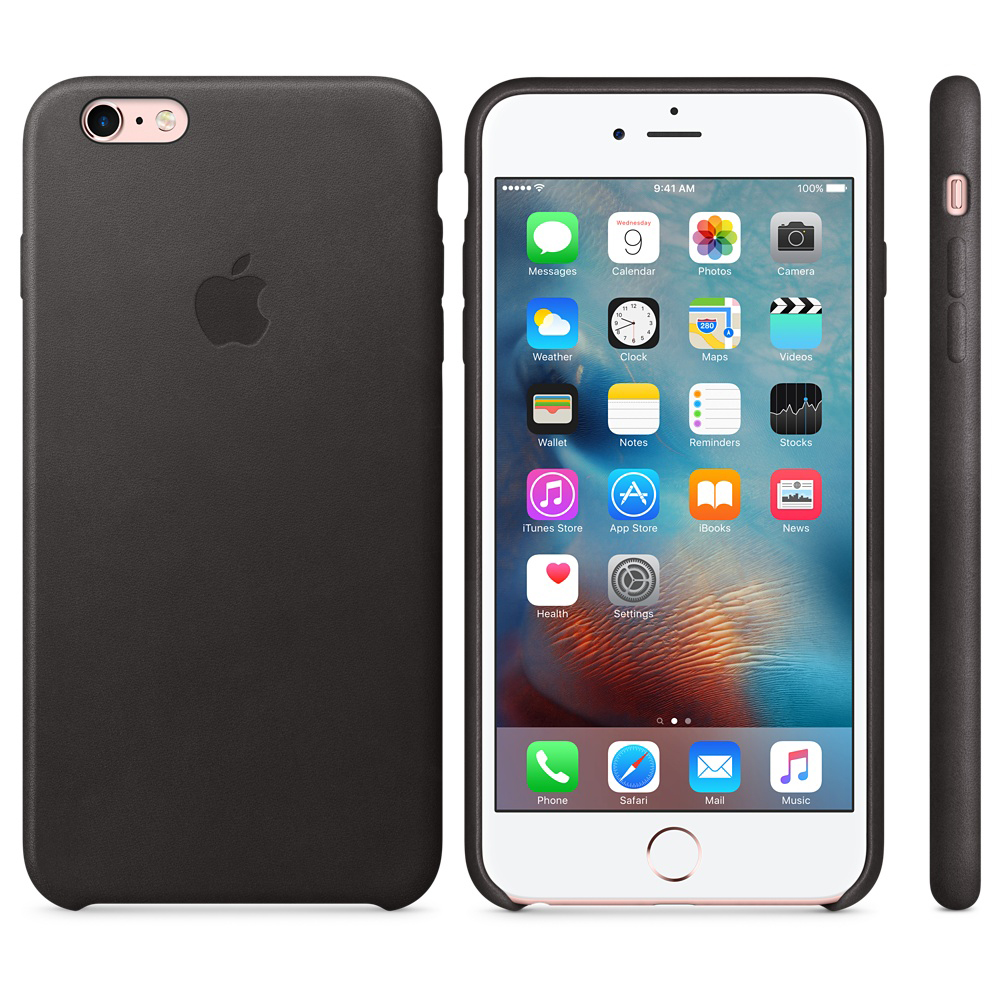 APPLE iPhone 6s Plus Leder Case, Backcover, Apple, iPhone 6s Plus, Schwarz