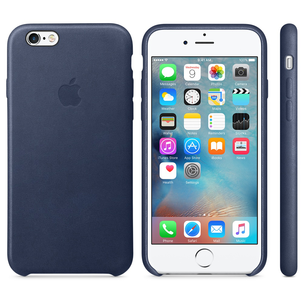 APPLE Leder Case, Backcover, Apple, iPhone 6s, MitternachtsBlau