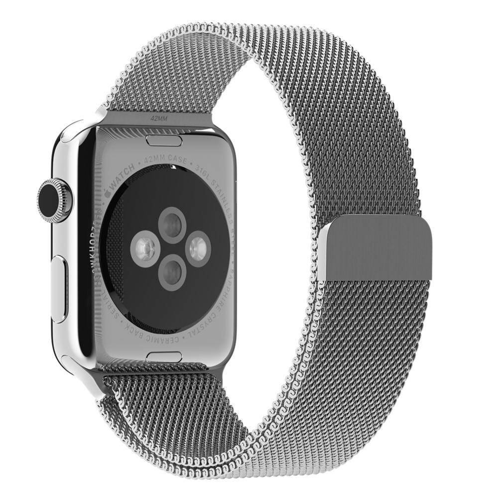 APPLE MJ5F2ZM/A Milanese Loop Armband für Apple Watch 42 mm, Armband, Silber