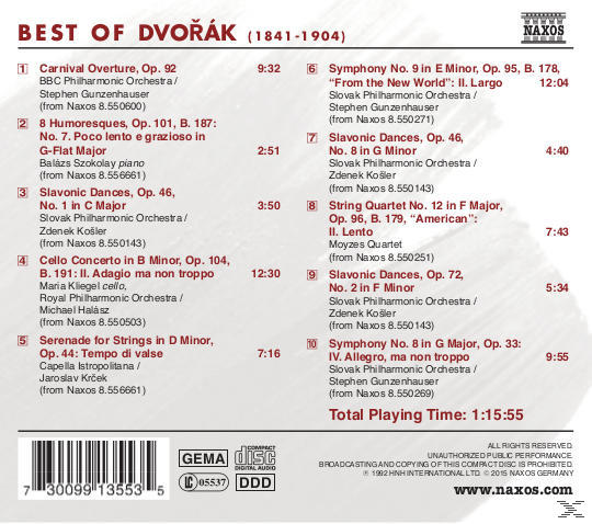 CD-Cover: Text und Titelliste vor weißem Hintergrund.