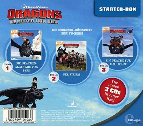 Box-Set von Dragons-DVDs. Drei DVDs sind sichtbar. Blaues und grünes Farbschema.