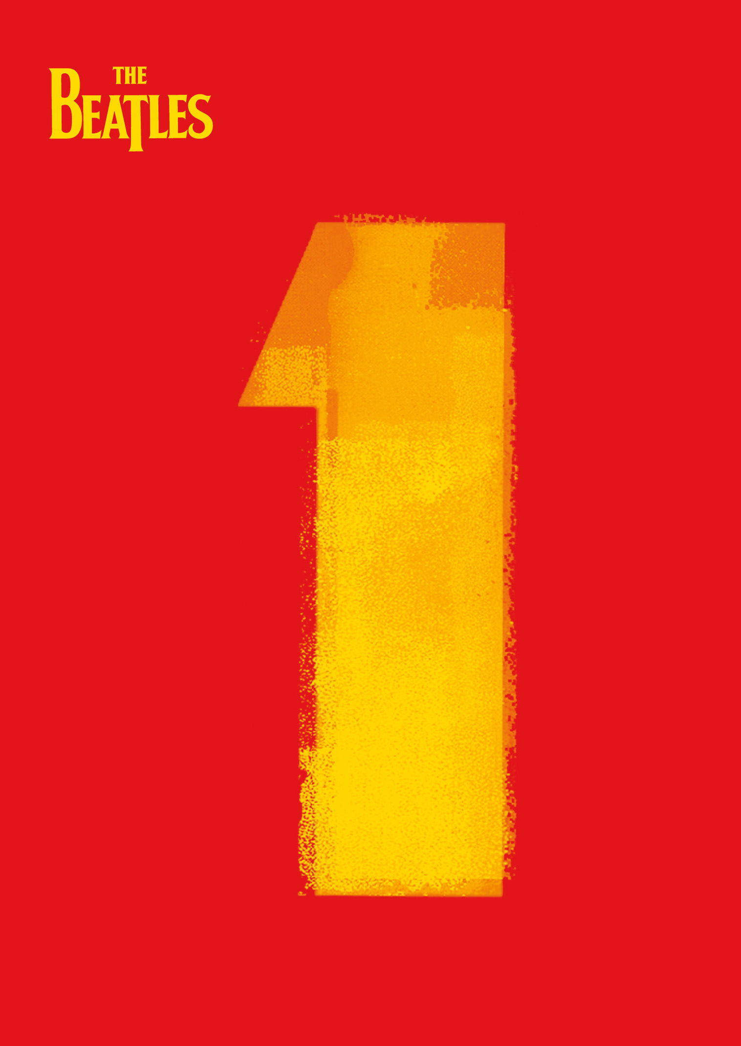 Roter Hintergrund mit gelber Zahl '1' und dem Beatles-Logo.