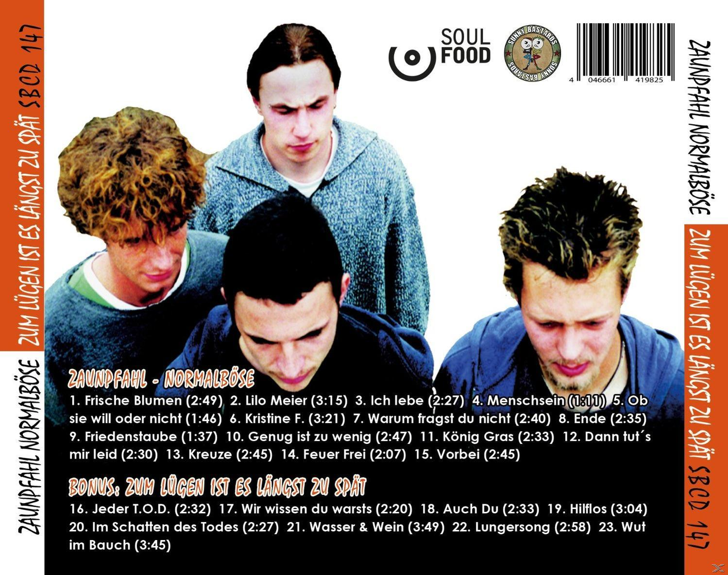 CD-Cover mit Bandmitgliedern, Text und Logo. Der Titel lautet "Zaunpfahl Normalböse". Die Band ist "Sunny Bastards".