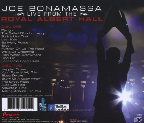 CD-Rückseite: Joe Bonamassa 'Live From The Royal Albert Hall' Trackliste und Bandbild.