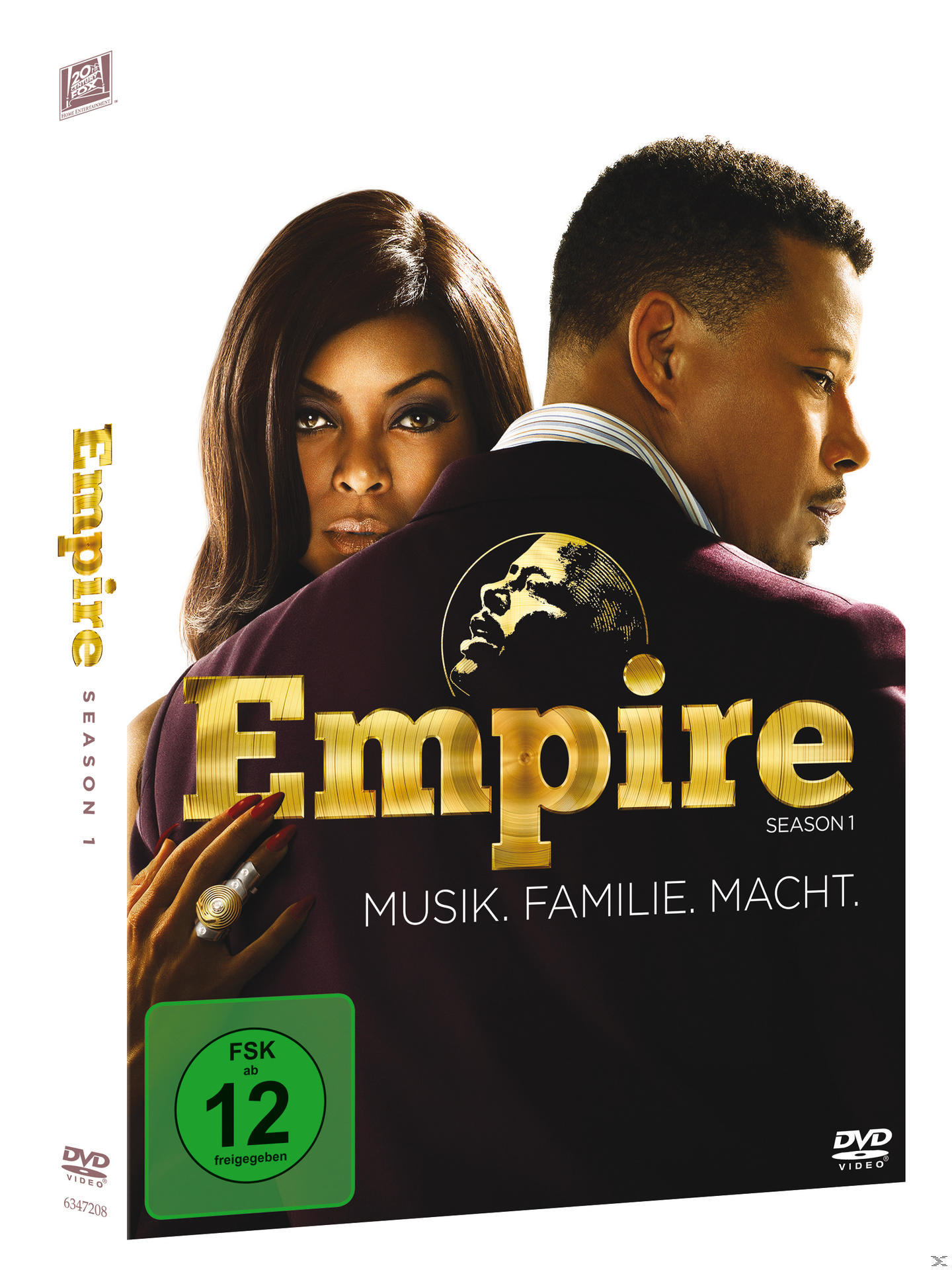 DVD-Cover mit einer Frau und einem Mann. Der Hintergrund ist schwarz und der Text ist gold.