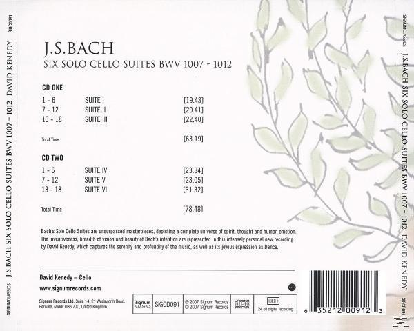 David Kenedy - Bach: SIX SOLO CELLO SUITES  - (CD)