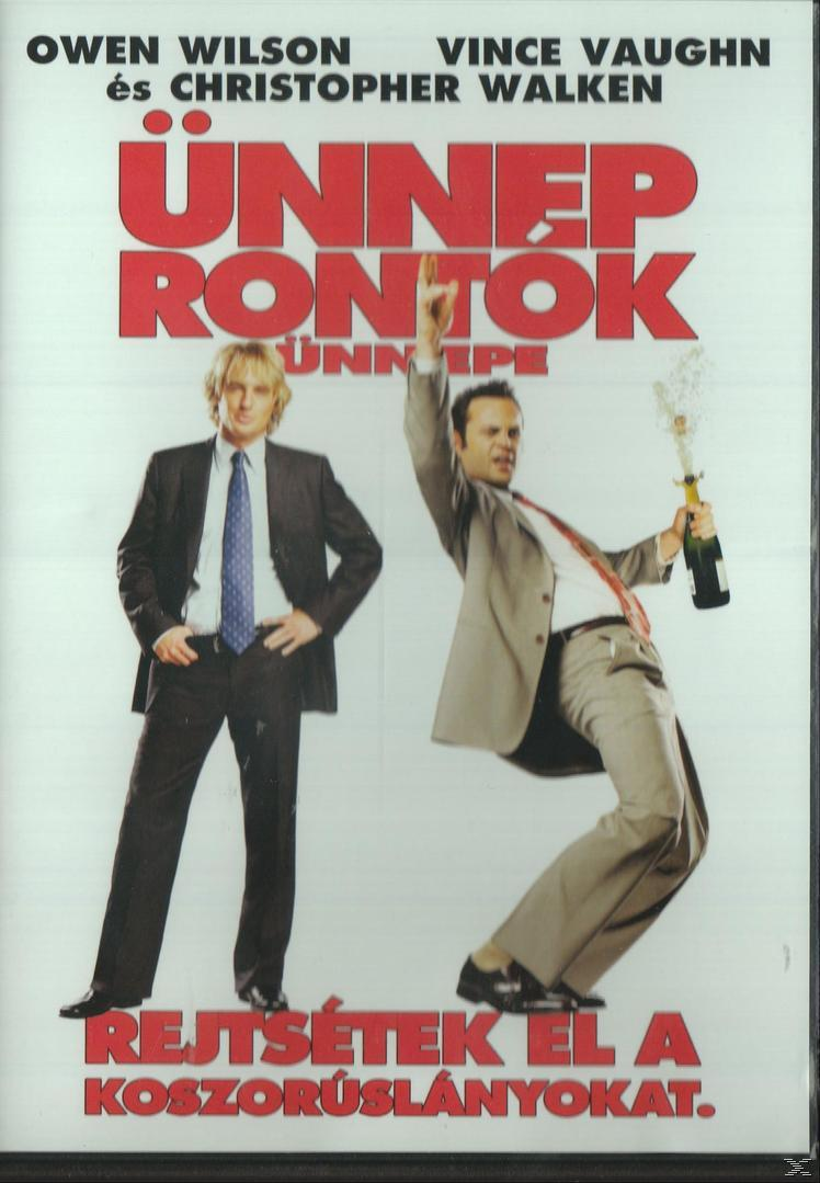 Filmplakát. Két öltönyös férfi, az egyik pezsgővel ünnepel. Szöveg: 'Ünneprontók'.