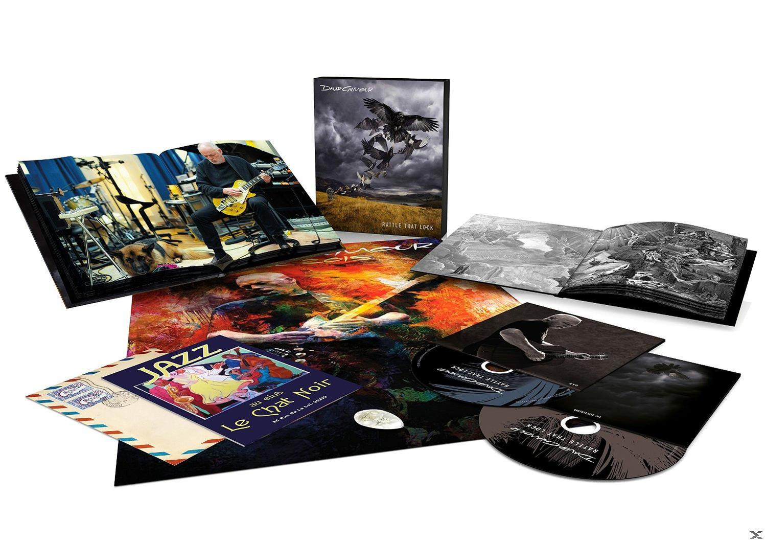 David Gilmour albumkészlet több elemmel, beleértve a CD-ket, füzeteket és művészetet.