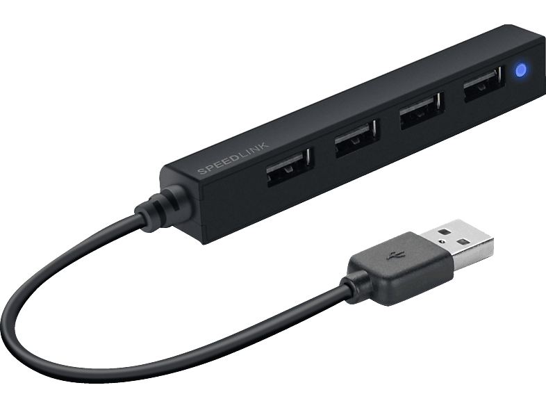 Schwarz 4-Port, USB SNAPPY Hub, SPEEDLINK SLIM