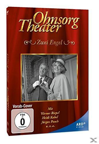 DVD-Cover: Ohnsorg Theater. Zwei Personen auf einem Foto, roter Hintergrund. Titel: Zwei Engel.