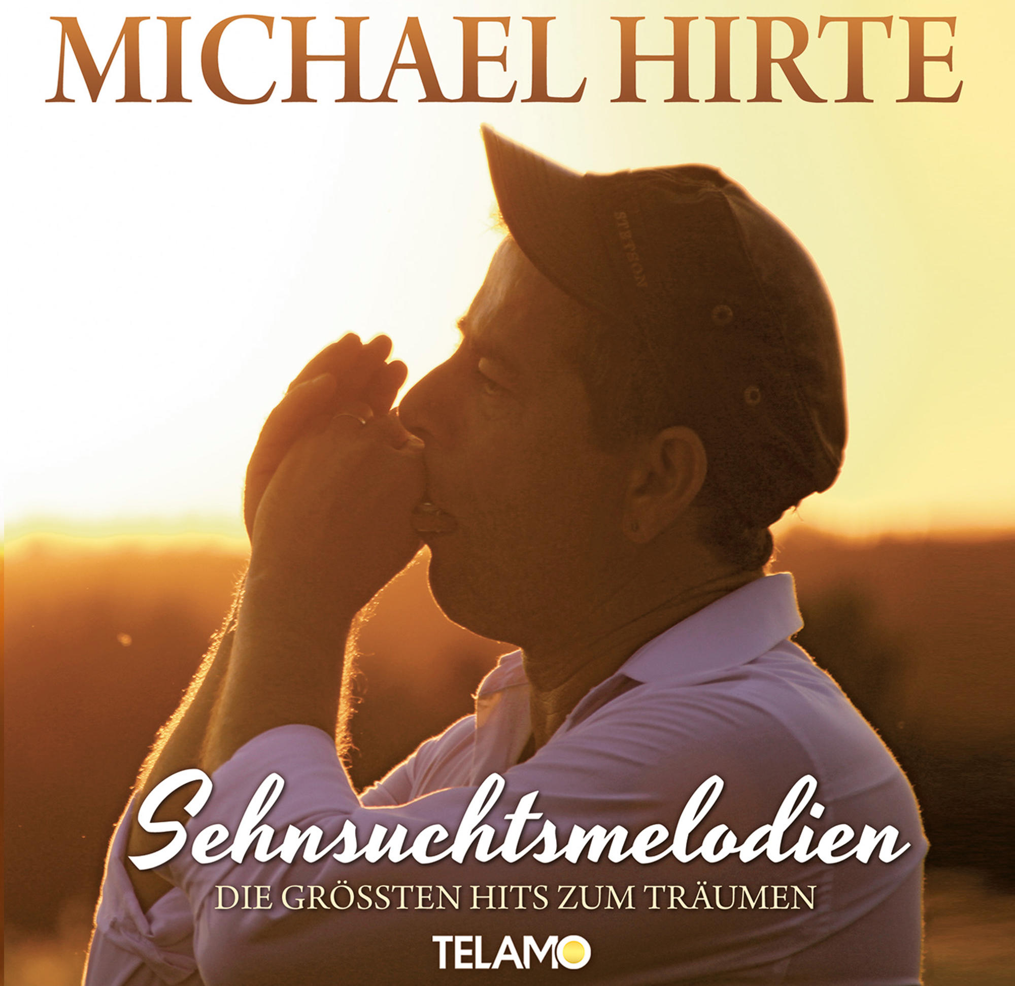 Albumcover mit Mann mit Mütze und Mundharmonika. Text lautet 'Sehnsuchtsmelodien' auf Deutsch.