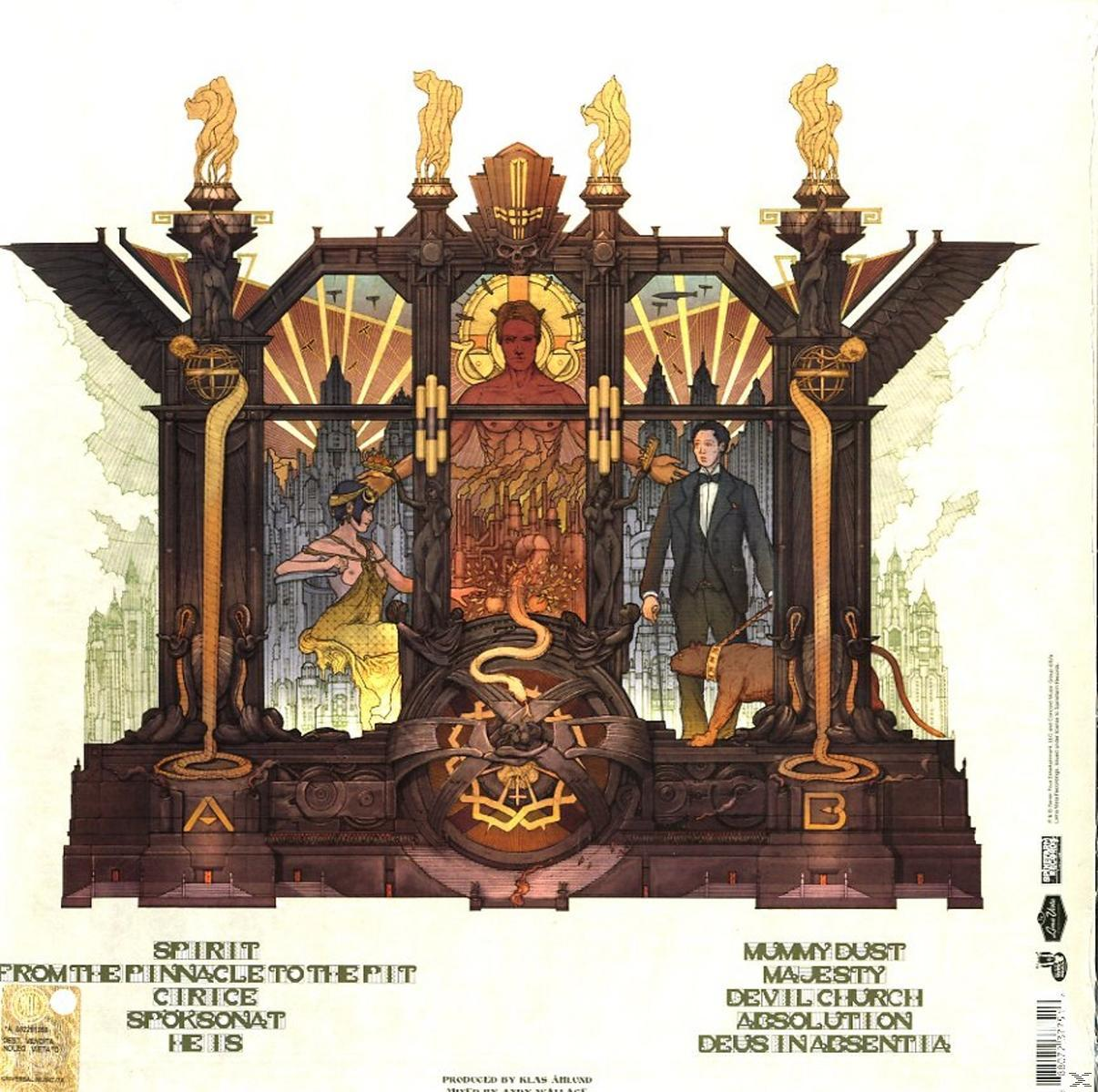Albumcover im Art-Deco-Stil, Figuren und Text. Braune, goldene und schwarze Farben.