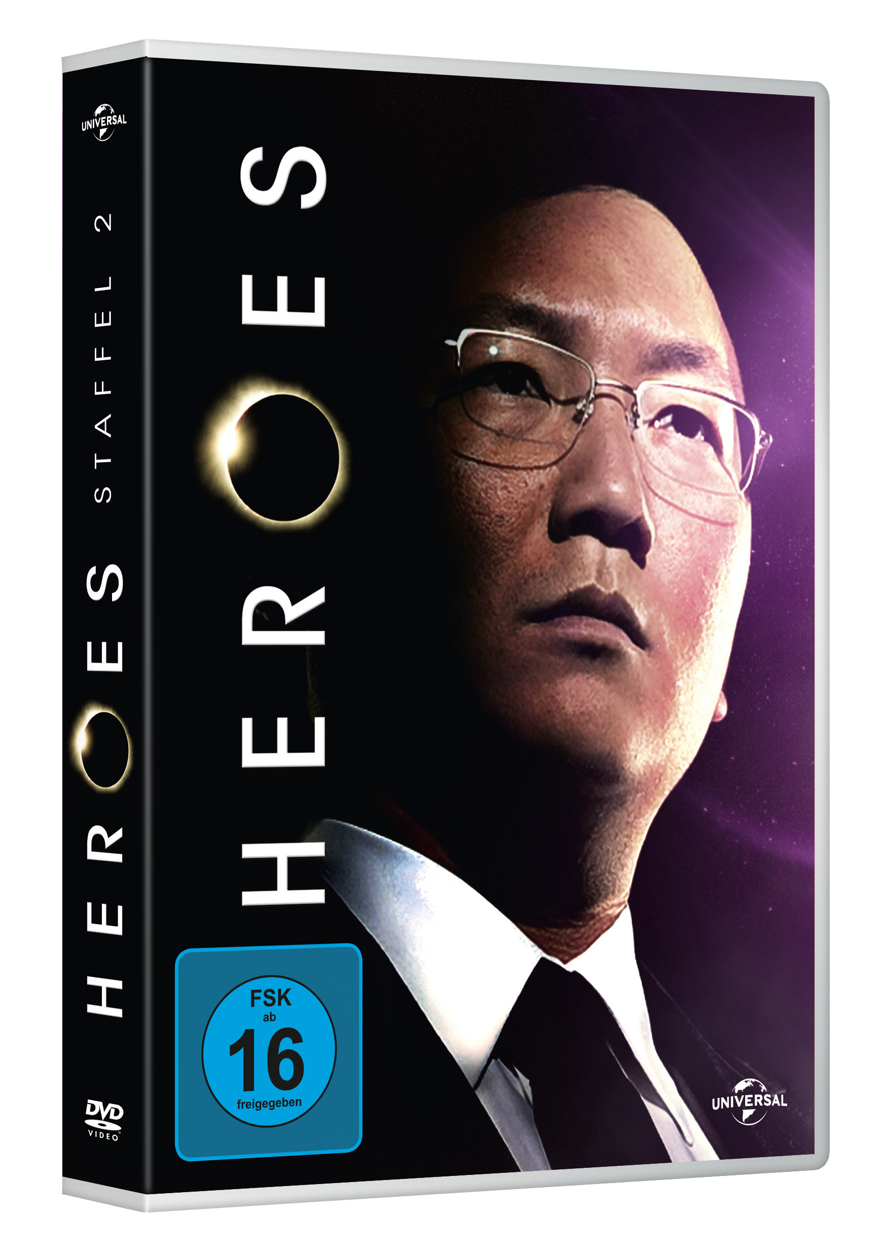 DVD-Cover für Heroes Staffel 2. Ein Mann mit Brille ist auf der Vorderseite.
