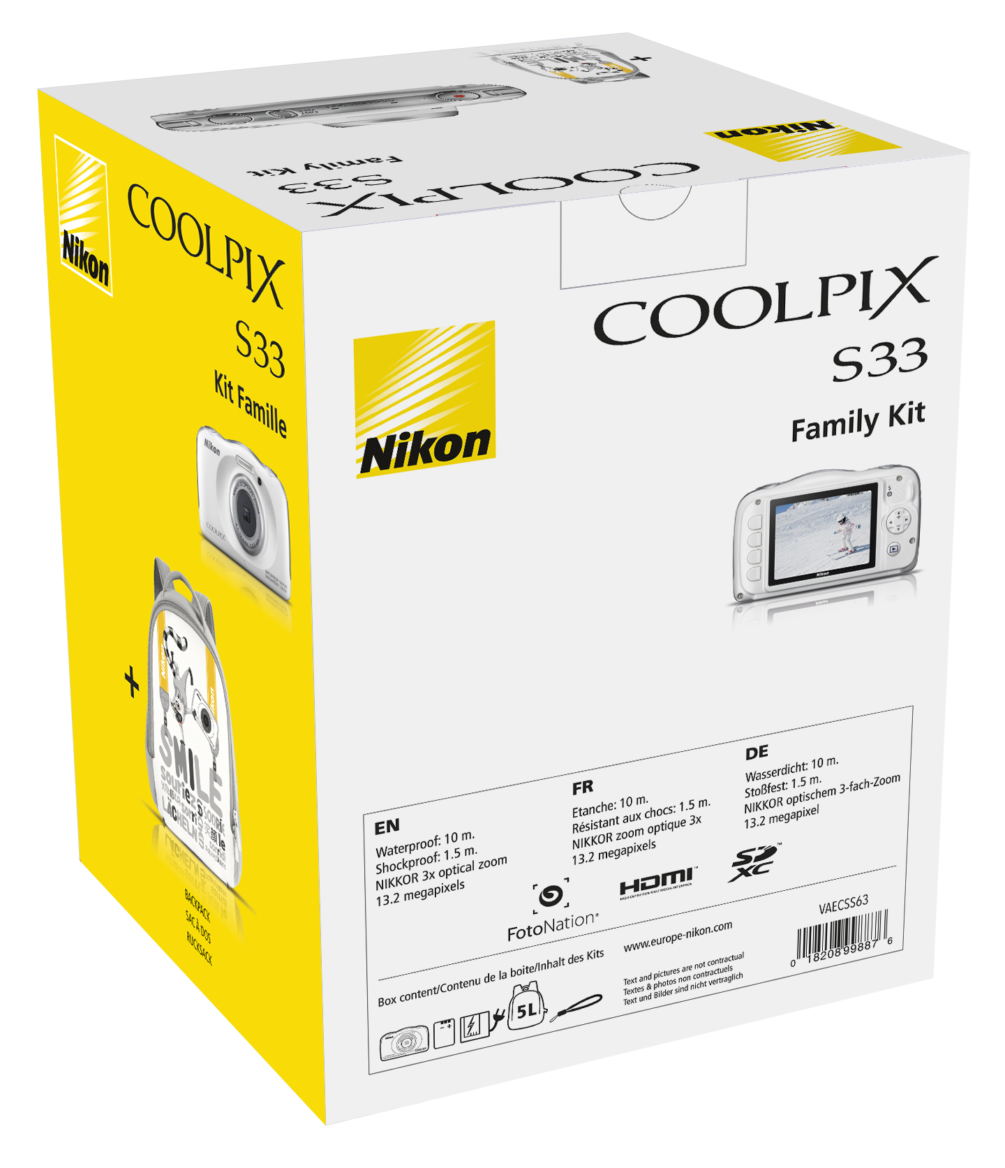 NIKON Coolpix S33  Kompaktkamera Weiß, 3x opt. Zoom, TFT-LCD