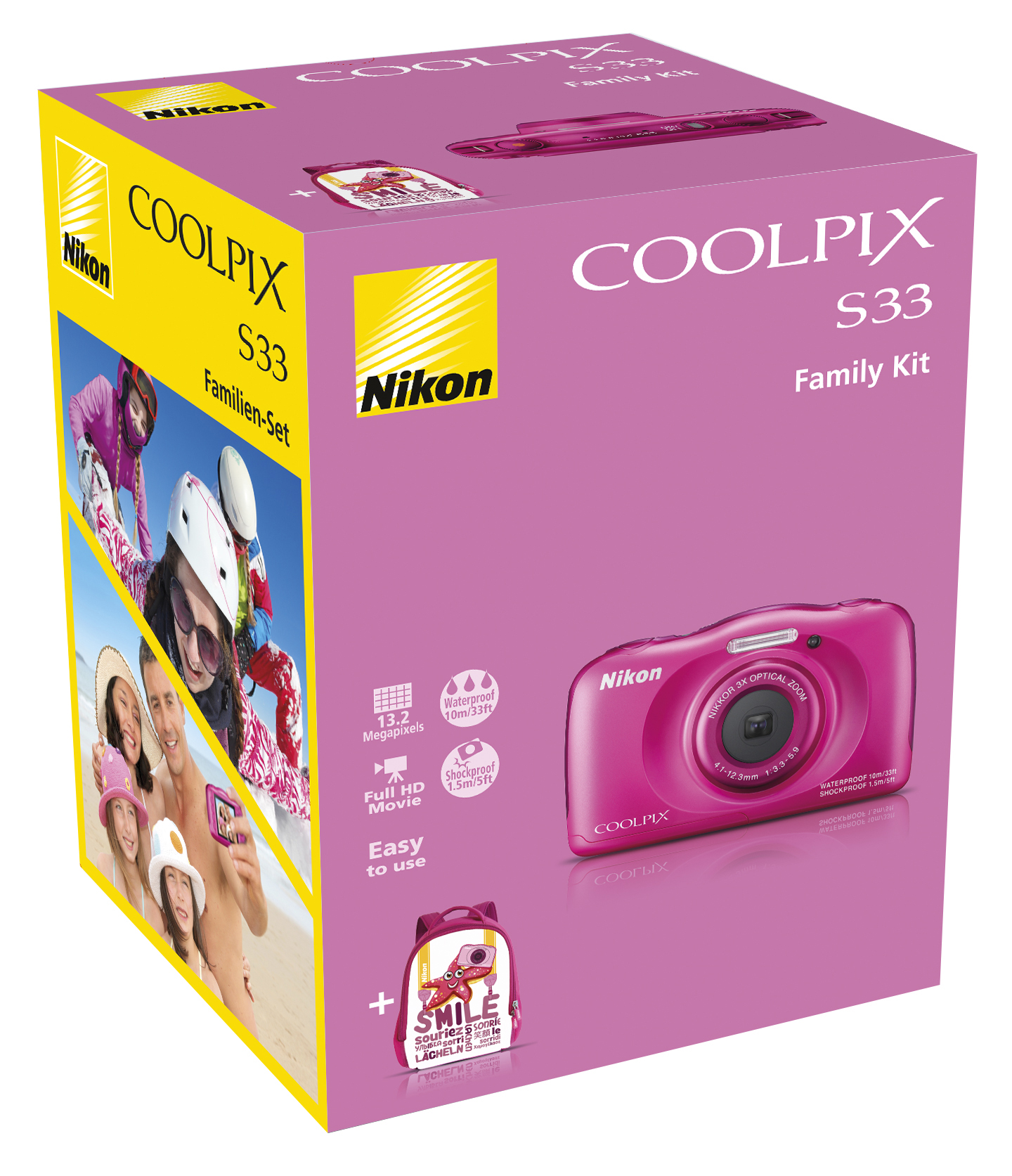 NIKON Coolpix S33  Kompaktkamera Pink, 3x opt. Zoom, TFT-LCD