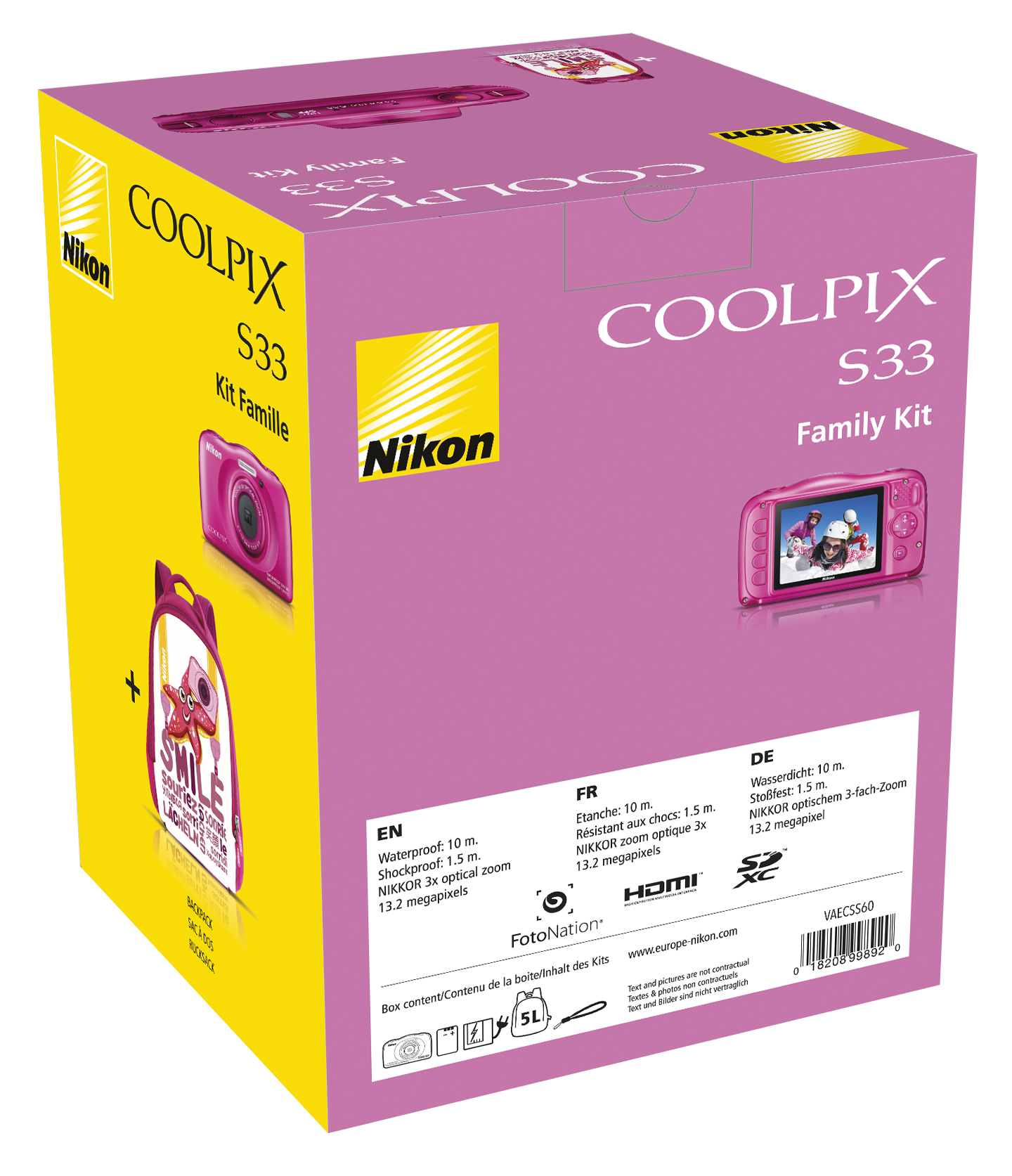 NIKON Coolpix S33  Kompaktkamera Pink, 3x opt. Zoom, TFT-LCD