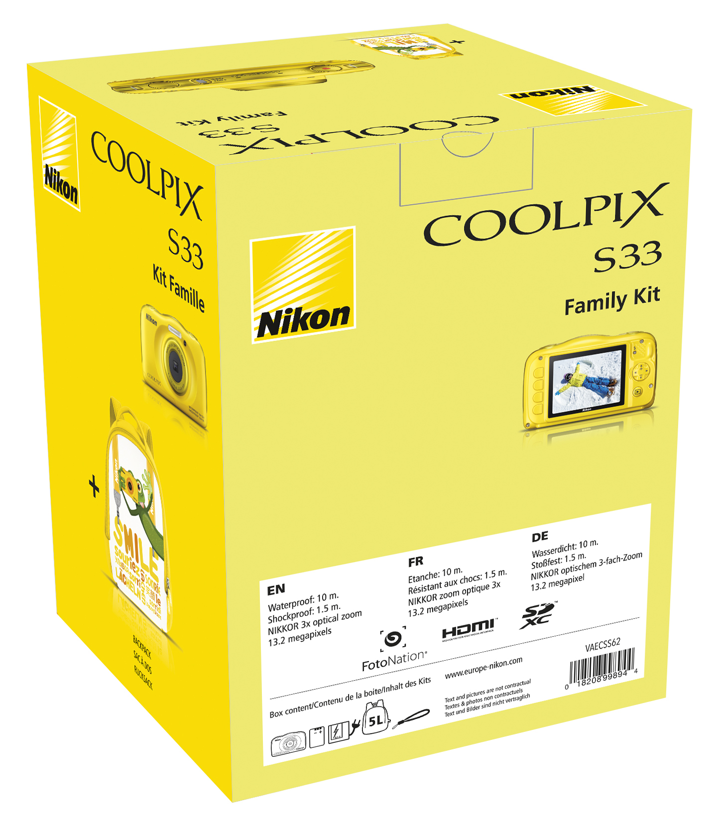 NIKON Coolpix S33  Kompaktkamera Gelb, 3x opt. Zoom, TFT-LCD