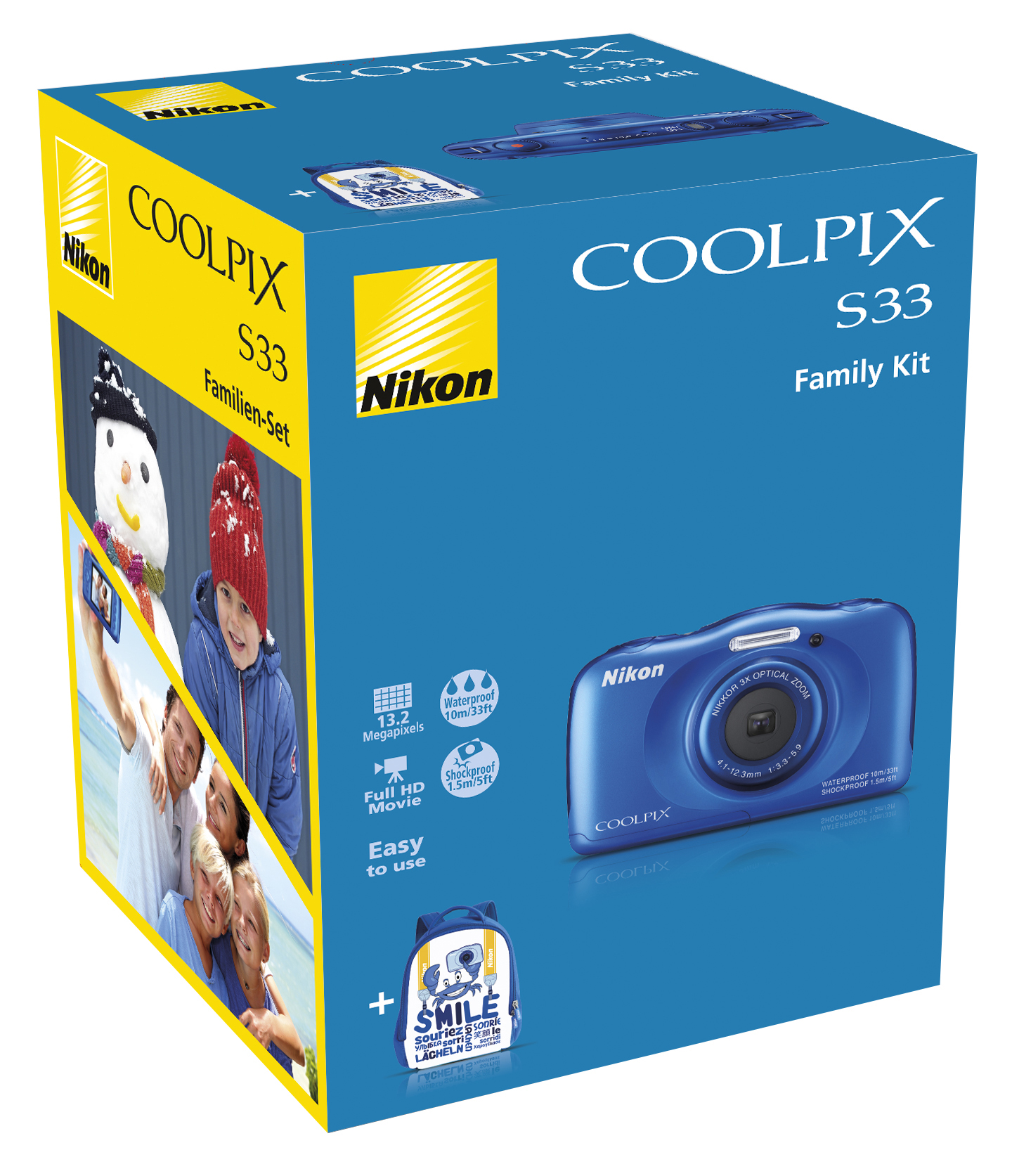 NIKON Coolpix S33  Kompaktkamera Blau, 3x opt. Zoom, TFT-LCD