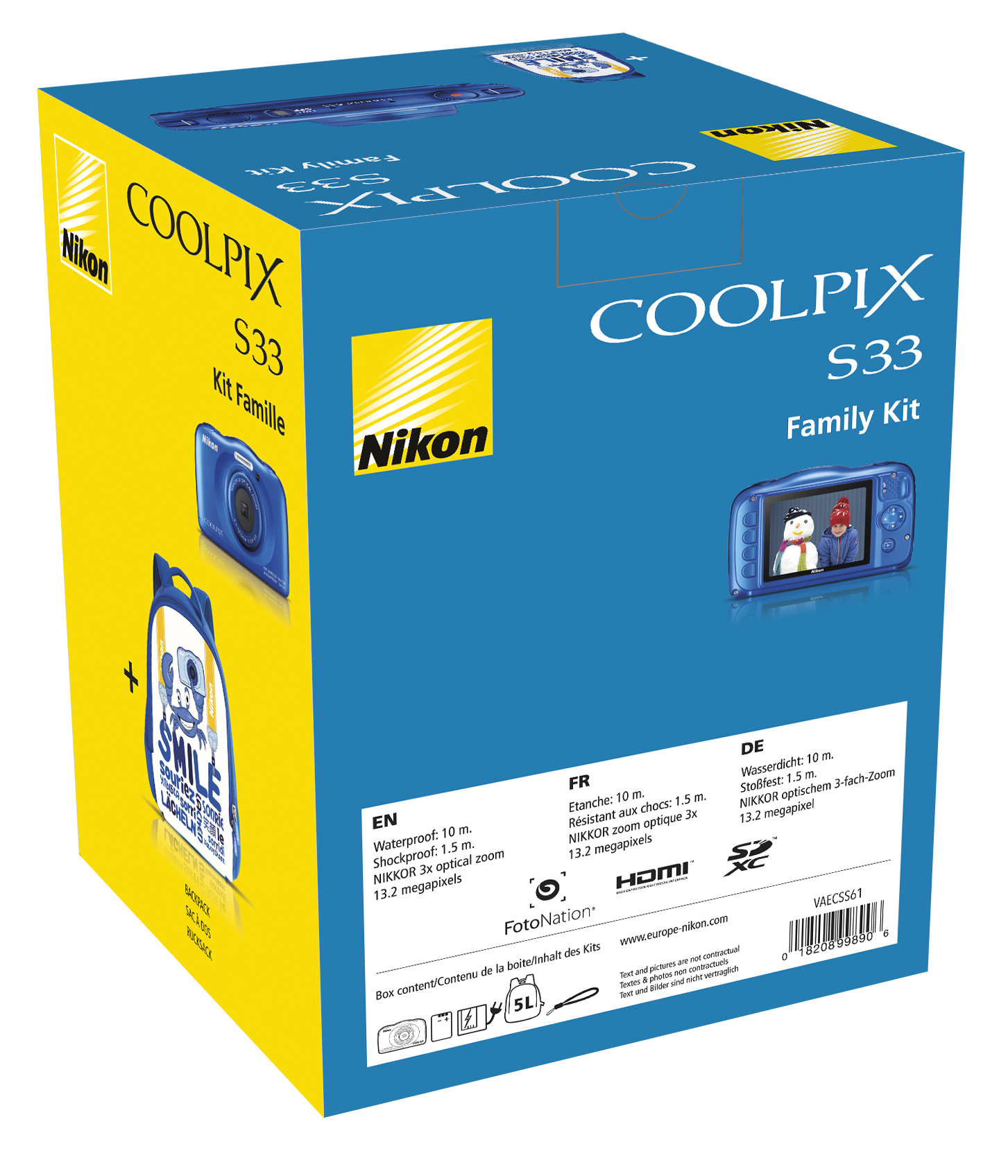 NIKON Coolpix S33  Kompaktkamera Blau, 3x opt. Zoom, TFT-LCD