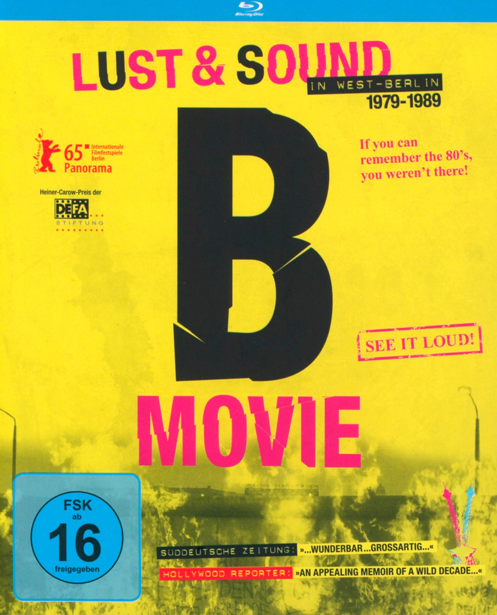 Filmcover: Gelber Hintergrund, schwarzer Titel „B Movie“ und Logo.