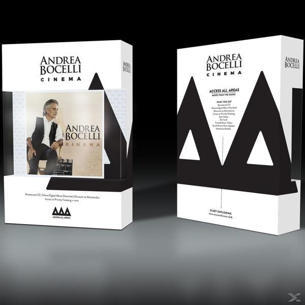CD-box szett Andrea Bocellivel elől, promóciós szöveggel az oldalán.