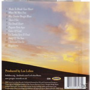 Die Rückseite einer CD mit Songtiteln und einem Sonnenuntergangshintergrund.