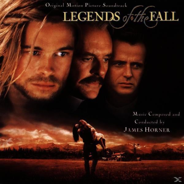 Filmposter mit drei Männern, einer Landschaft und dem Filmtitel 'Legends of the Fall'.