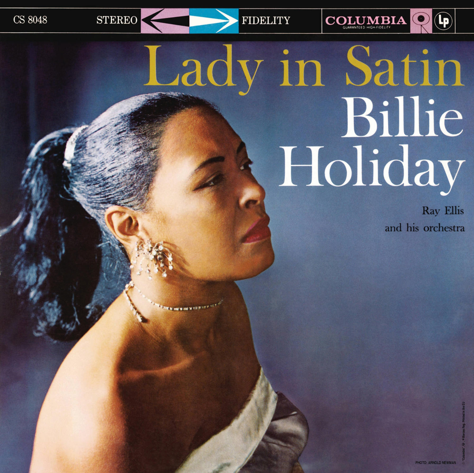 Albumcover von Billie Holiday, betitelt Lady in Satin. Zeigt ihr Profil.