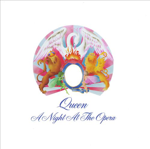 A Queen "A Night At The Opera" című albumának borítója, a zenekar címerével.
