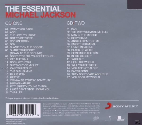 CD-Cover mit Titellisten von Michael Jacksons Songs, darunter 'Thriller' und 'Billie Jean'.