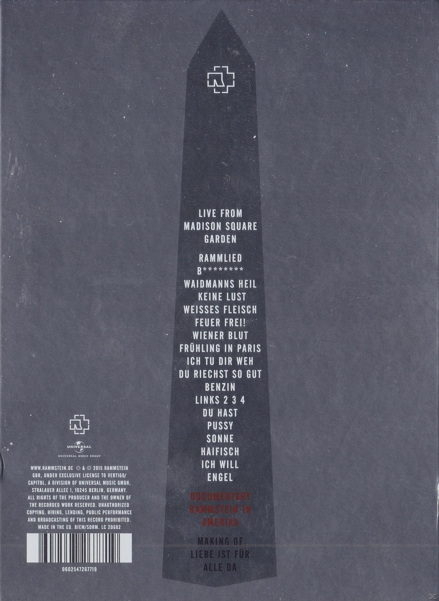 Album-Rückseite mit Trackliste, Schwarz-Weiß-Design. Der Künstler ist Rammstein.