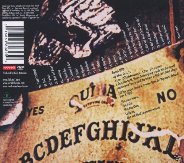 DVD-Cover mit Text und einem verschwommenen Bild einer Person und eines Ouija-Bretts.