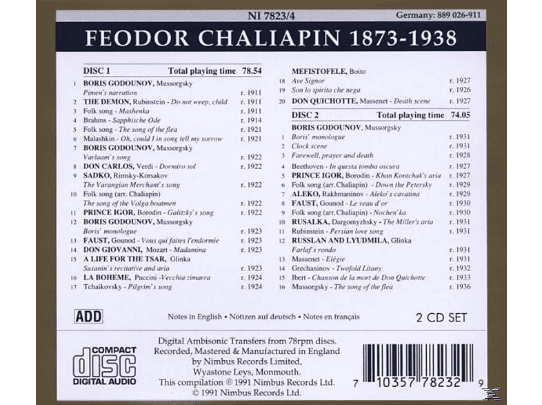 Thumbnail - VARIOUS, Feodor Chaliapin - Chaliapin/Prima Voce (CD)