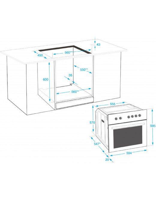 BEKO BIM25400XR, Backofen (Einbaugerät, 71 l, 594 mm breit)