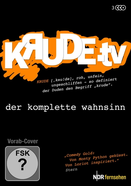DVD-Cover mit Text und Logo für KRUDE tv. Orange- und Schwarztöne.