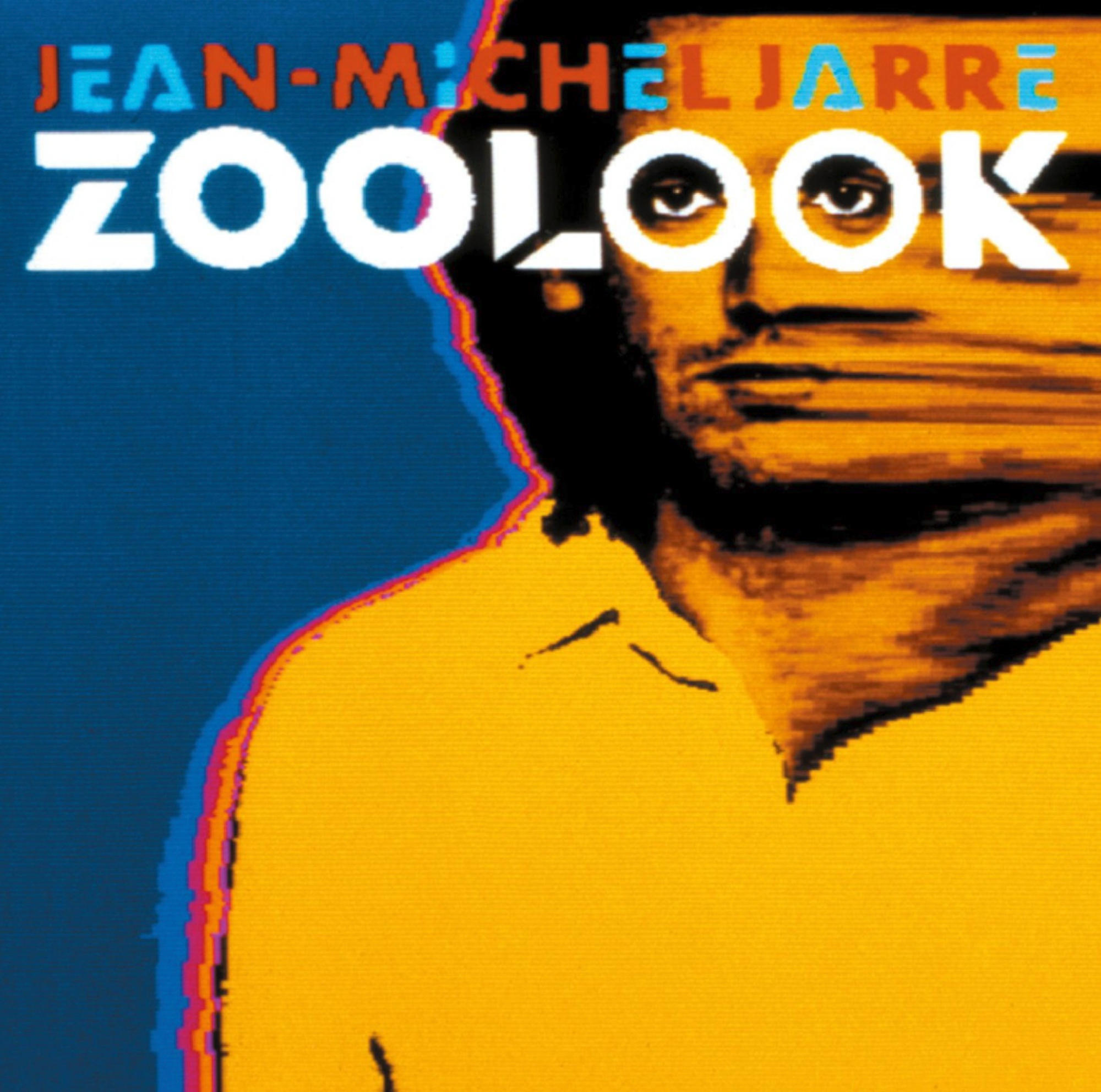 Jean-Michel Jarre 'Zoolook' című albumának borítója. Stilizált arcot és szöveg overlay-t tartalmaz.