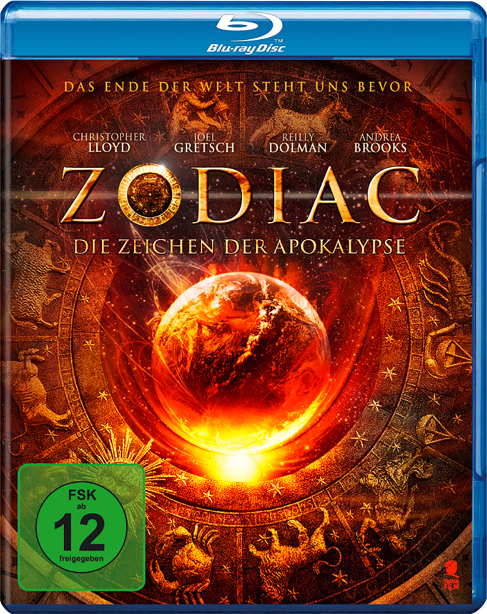 DVD-Cover für den Film Zodiac. Enthält einen leuchtenden Planeten und einen sternenklaren Hintergrund.
