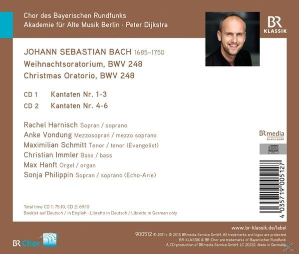 CD-Cover. Foto eines kahlen Mannes rechts. Text oben: Johann Sebastian Bach Weihnachtsoratorium.