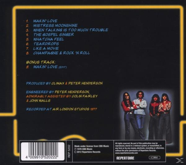Album hátlapja számlistával és zenekari fotóval. Sárga és kék színvilág.