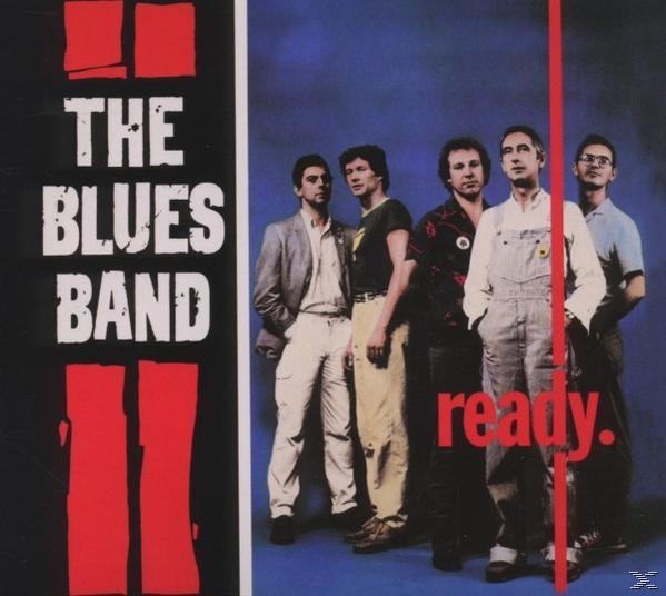 Album borító: Öt férfi piros sávok előtt, kék háttérrel. Szöveg: 'THE BLUES BAND'.